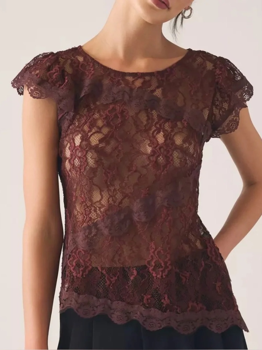 Anthropologie Sheer Lace Tee NWT